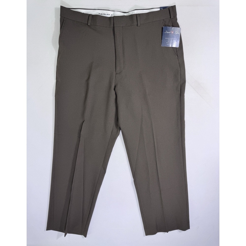 David Taylor Brown Dress Pants Mens 40x29 Flexslax II Comfort Trousers NWT